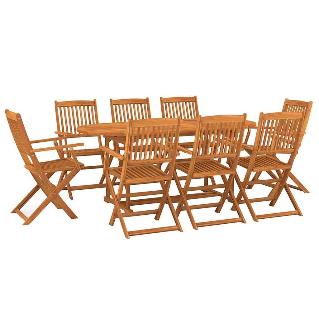 Set da Pranzo da Giardino 9pz 180x90x75cm Legno Massello Acacia