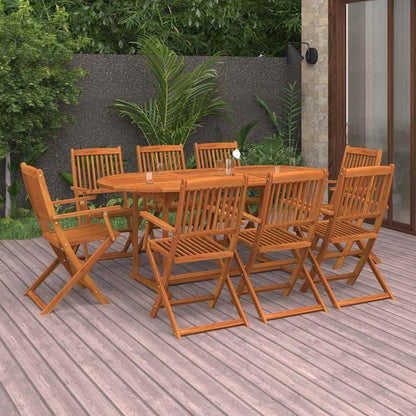 Set da Pranzo da Giardino 9pz 180x90x75cm Legno Massello Acacia