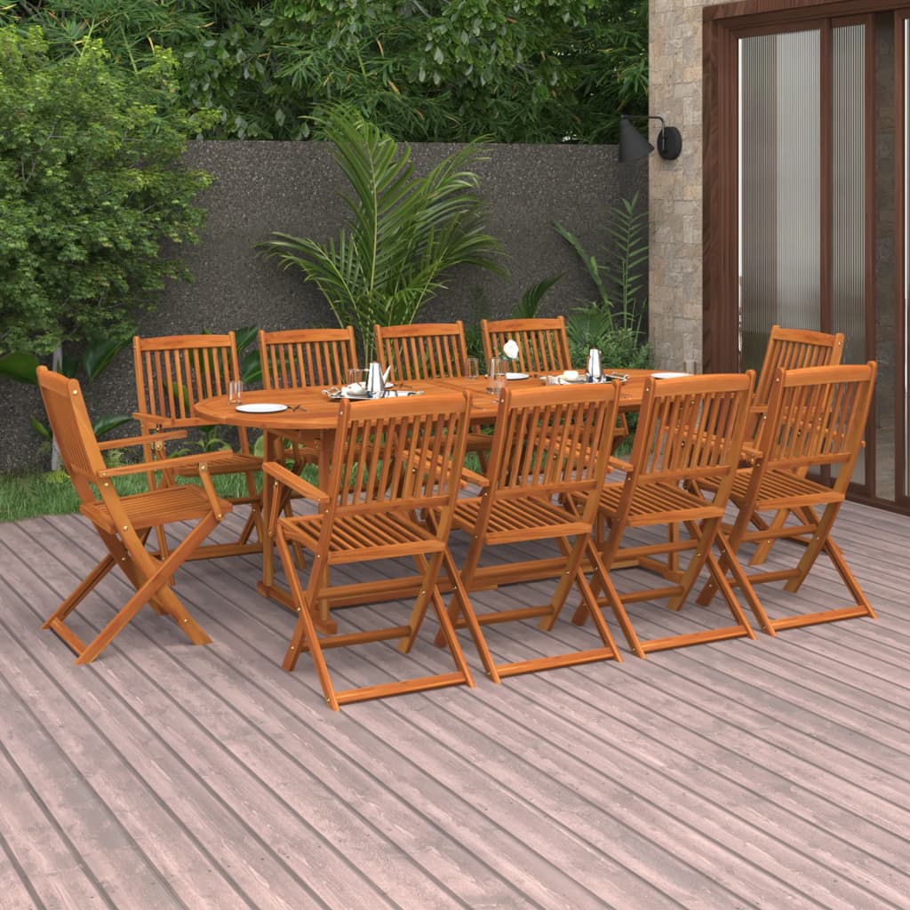Set da Pranzo da Giardino 11 pz 220x90x75 cm Massello di Acacia - homemem39