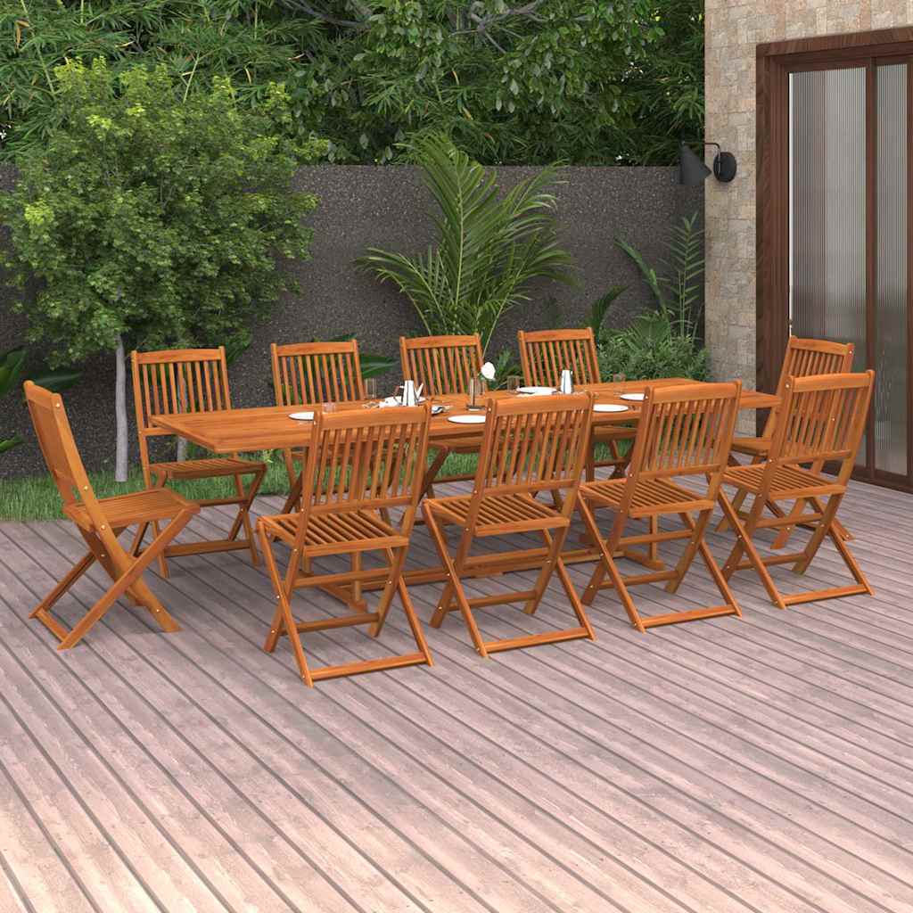 Set da Pranzo da Giardino 11 pz 280x90x75 cm Massello di Acacia