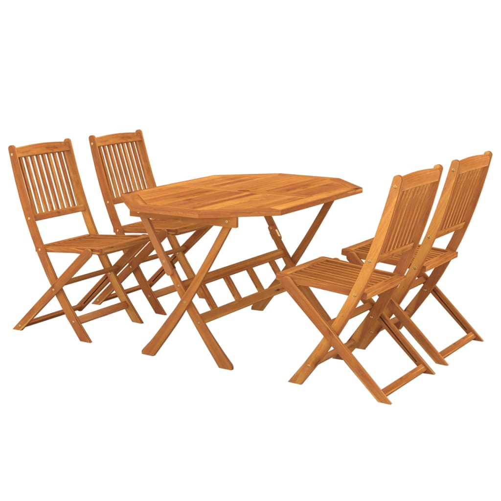Set da Pranzo da Giardino 5 pz in Legno Massello di Acacia - homemem39