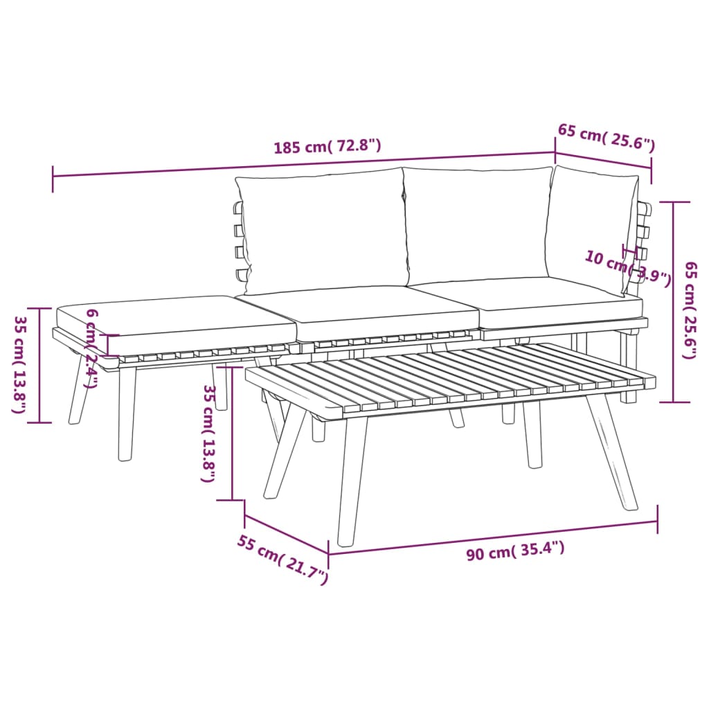 Set Divani da Giardino 4 pz con Cuscini in Massello di Acacia