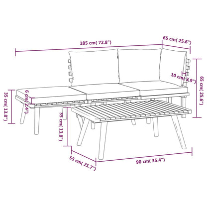 Set Divani da Giardino 4 pz con Cuscini in Massello di Acacia