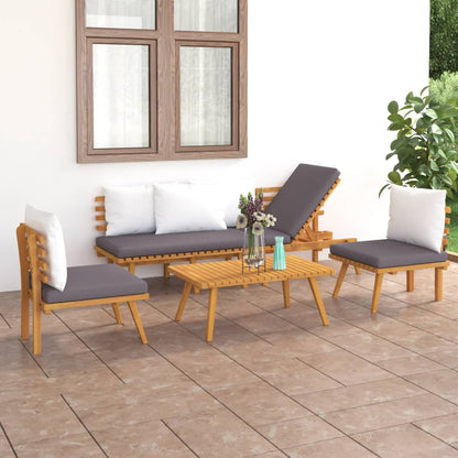 Set Divani da Giardino 4 pz con Cuscini in Massello di Acacia - homemem39