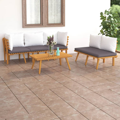 Set Divani da Giardino 5 pz con Cuscini in Massello di Acacia - homemem39