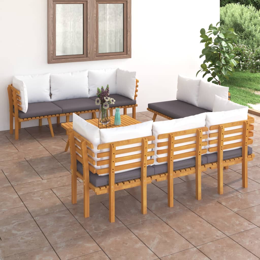 Set Divani da Giardino 8 pz con Cuscini in Massello di Acacia - homemem39