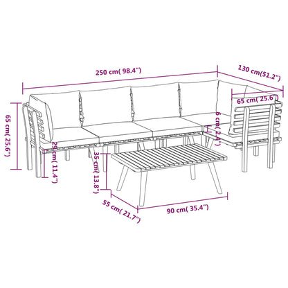 Set Divani da Giardino 6 pz con Cuscini in Massello di Acacia