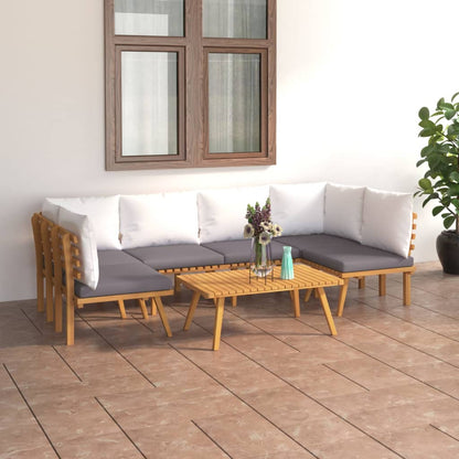 Set Divani da Giardino 7 pz con Cuscini in Massello di Acacia - homemem39