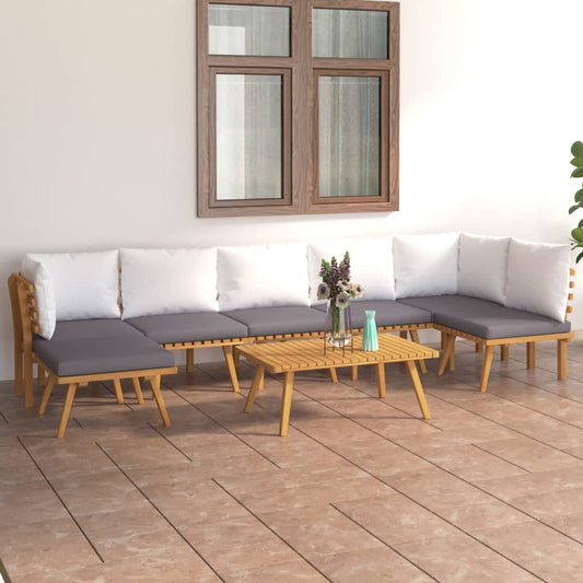 Set Divani da Giardino 8 pz con Cuscini in Massello di Acacia - homemem39