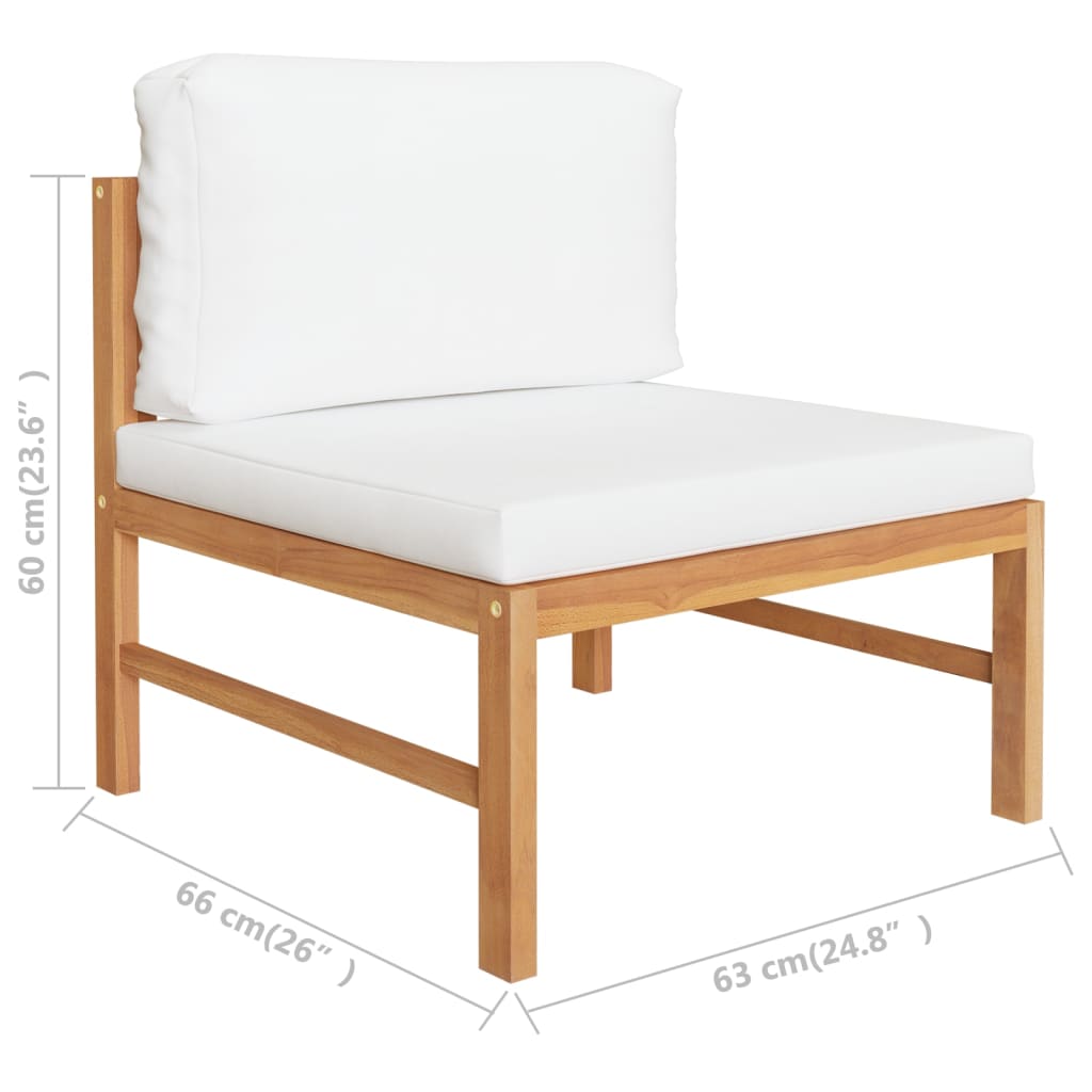 Set Divani da Giardino 4pz Cuscini Crema Legno Massello di Teak - homemem39