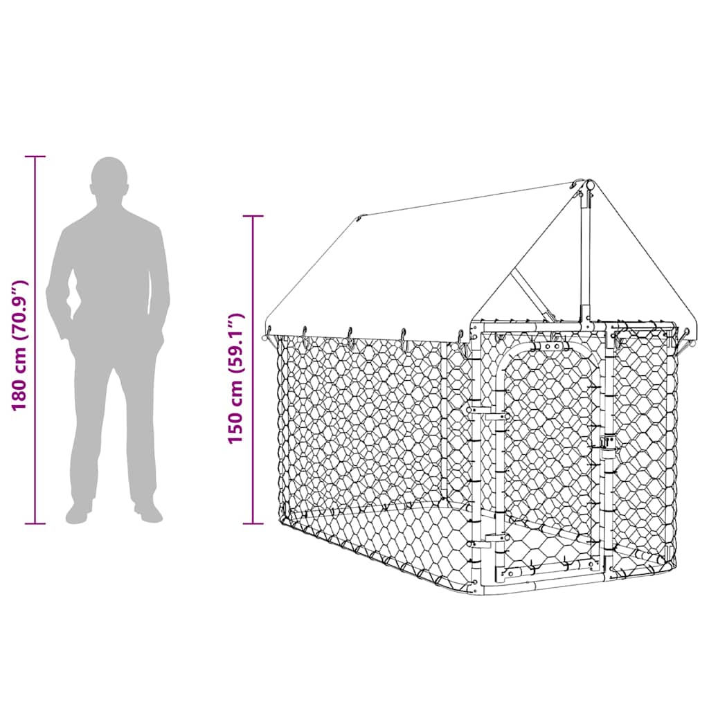 Gabbia per Cani da Esterno con Tetto 200x100x150 cm | homemem39