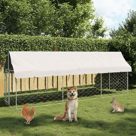 Gabbia per Cani da Esterno con Tetto 400x100x150 cm - homemem39