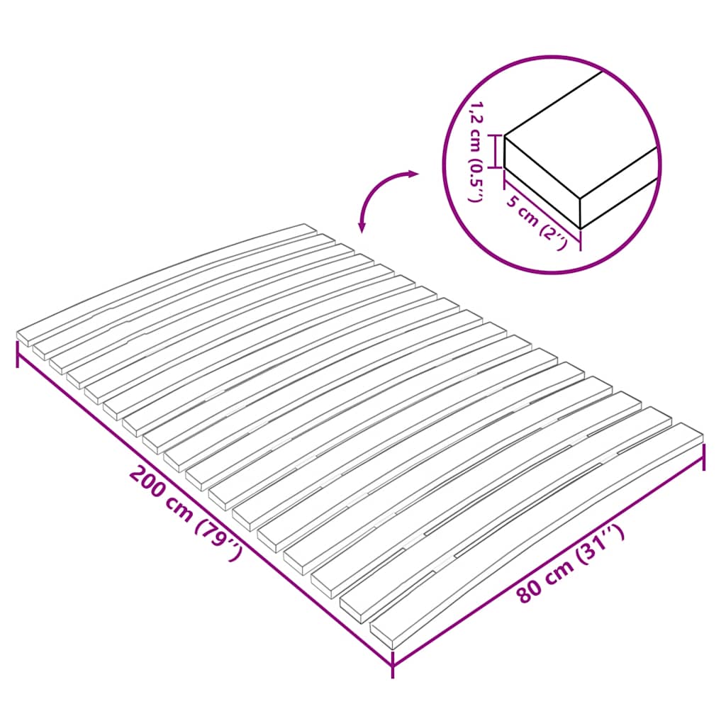 Rete di ricambio per letto con 17 doghe 80x200 cm | homemem39
