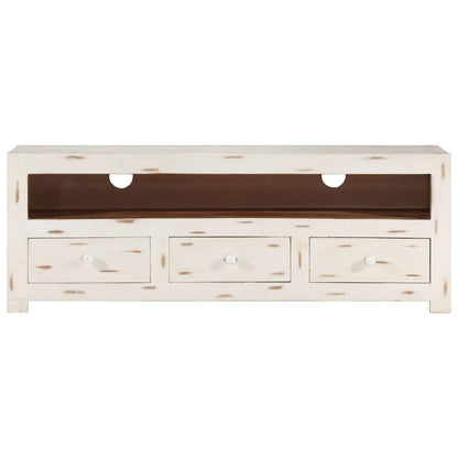 Mobile TV in Legno Massello di Acacia 110x30x40 cm Bianco - homemem39