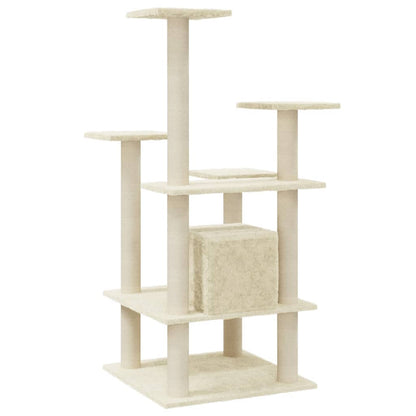 Albero per Gatti con Pali Tiragraffi in Sisal Crema 110 cm - homemem39