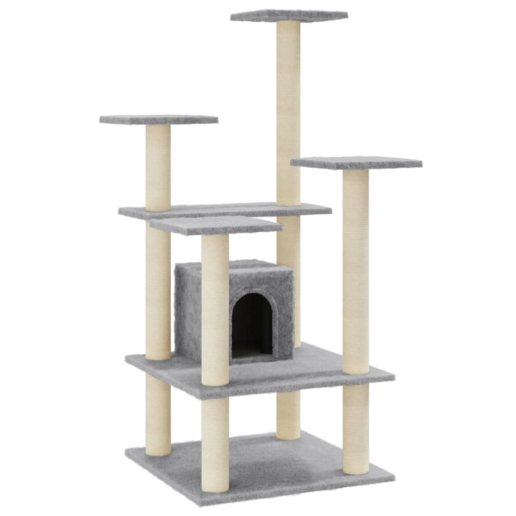 Albero per Gatti con Tiragraffi in Sisal Grigio Chiaro 110 cm - homemem39