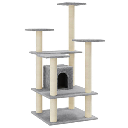 Albero per Gatti con Tiragraffi in Sisal Grigio Chiaro 110 cm - homemem39