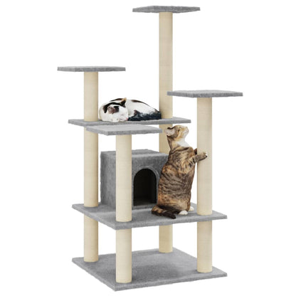 Albero per Gatti con Tiragraffi in Sisal Grigio Chiaro 110 cm - homemem39