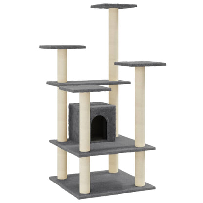 Albero per Gatti con Tiragraffi in Sisal Grigio Scuro 110 cm - homemem39
