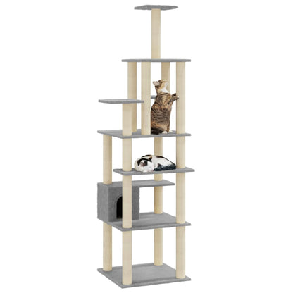Albero per Gatti con Tiragraffi in Sisal Grigio Chiaro 183 cm - homemem39