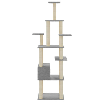 Albero per Gatti con Tiragraffi in Sisal Grigio Chiaro 183 cm - homemem39