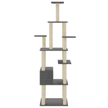 Albero per Gatti con Tiragraffi in Sisal Grigio Scuro 183 cm - homemem39