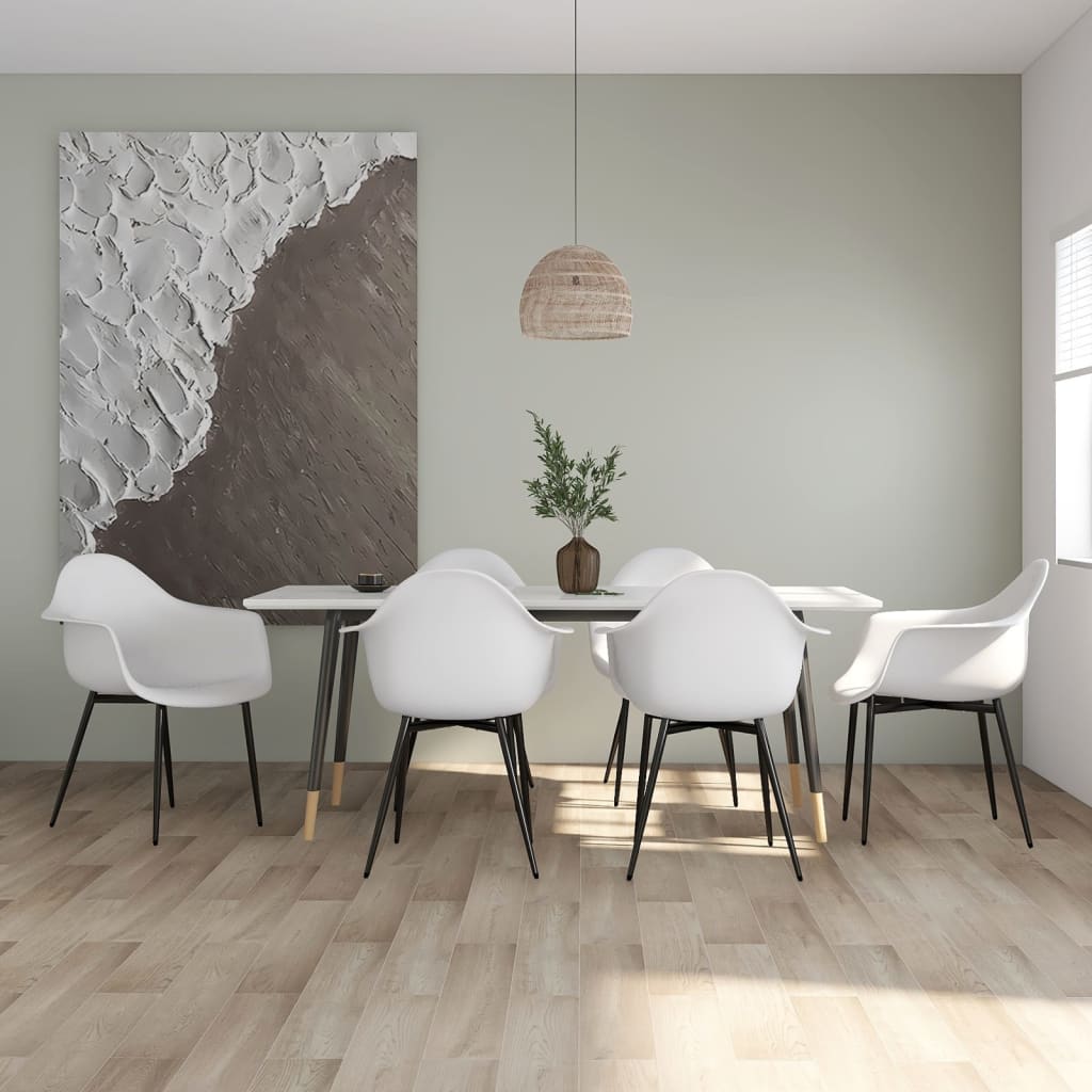 Sedie da Pranzo 6 pz Bianche in PP | homemem39