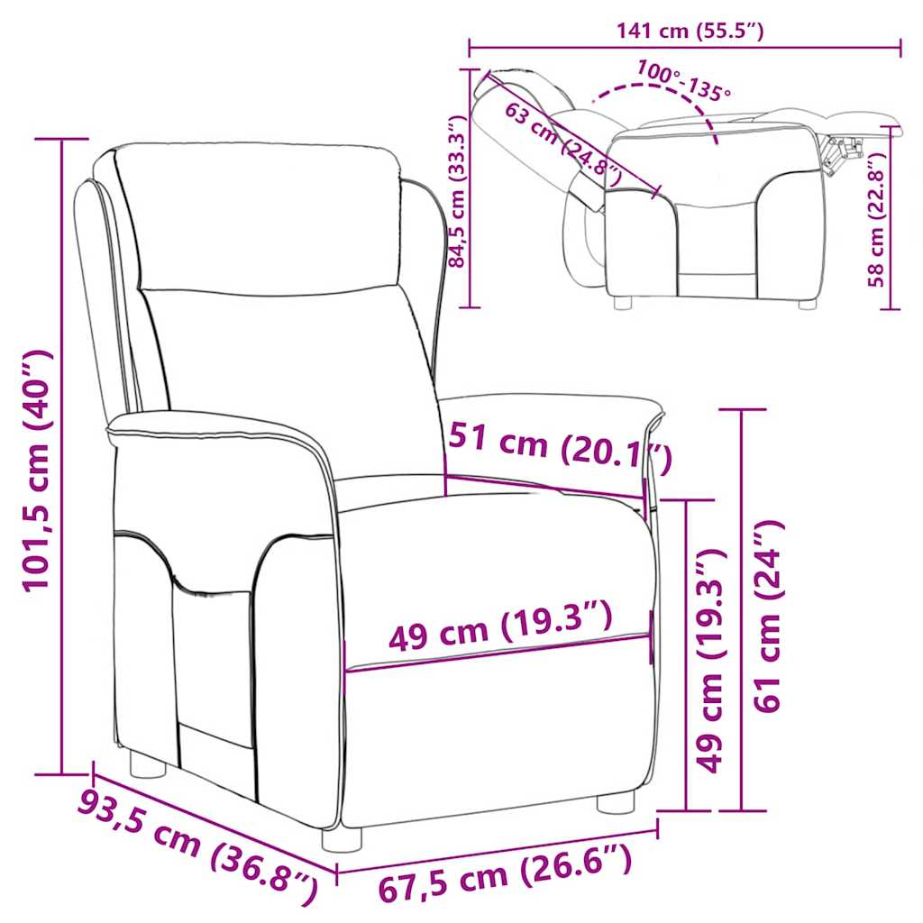 Poltrona reclinabile Talpa 67.5 x 93.5 x 101.5 cm Tessuto