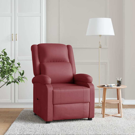 Poltrona Reclinabile Rosso Vino in Similpelle - homemem39