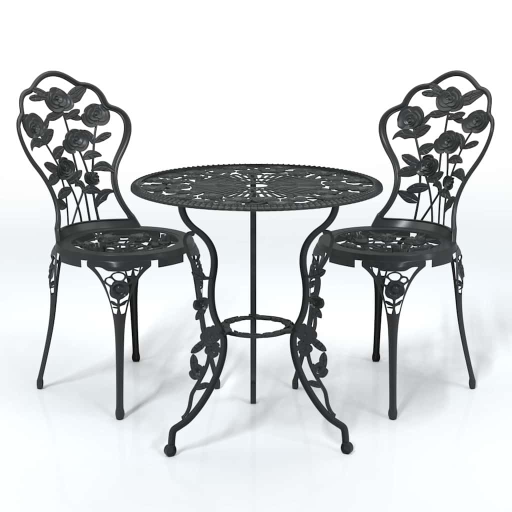 Set da Bistrot 3 pz in Alluminio Pressofuso Nero | homemem39