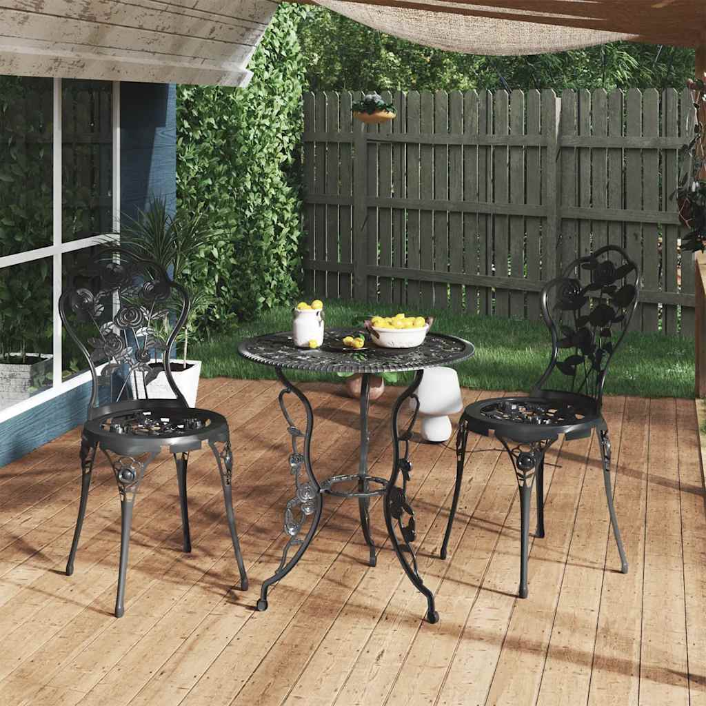 Set da Bistrot 3 pz in Alluminio Pressofuso Nero | homemem39