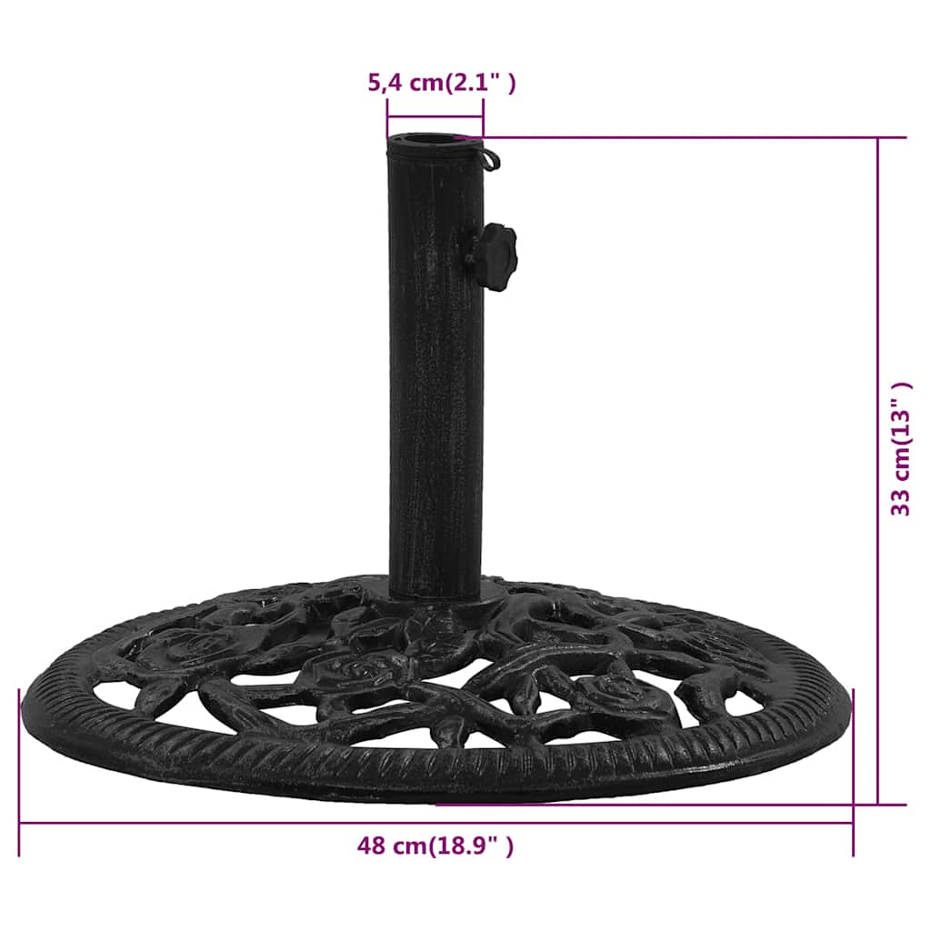 Base per Ombrellone Nera 48x48x33 cm in Ghisa - homemem39