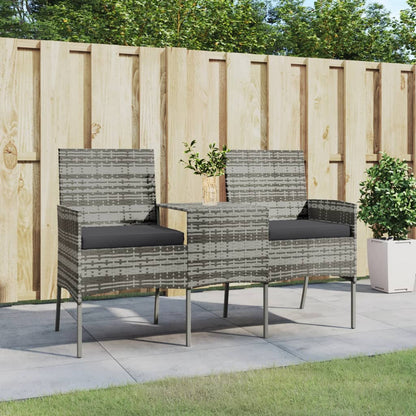 Divano da Giardino 2 Posti con Tavolino in Polyrattan Antracite - homemem39