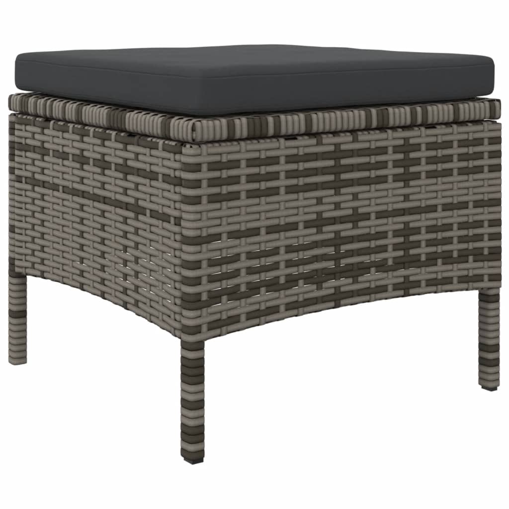 Divano Giardino 2 Posti con Tavolo e Sgabelli Grigio Polyrattan | homemem39