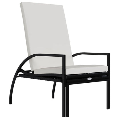 Sun Lounger with Footrest in Black PE Rattan
