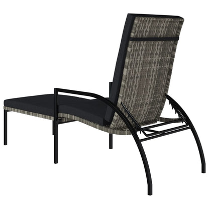 2 pcs Sun Loungers with Footrest in Gray PE Rattan
