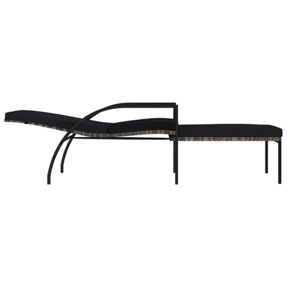 2 pcs Sun Loungers with Footrest in Gray PE Rattan