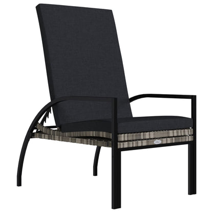 2 pcs Sun Loungers with Footrest in Gray PE Rattan