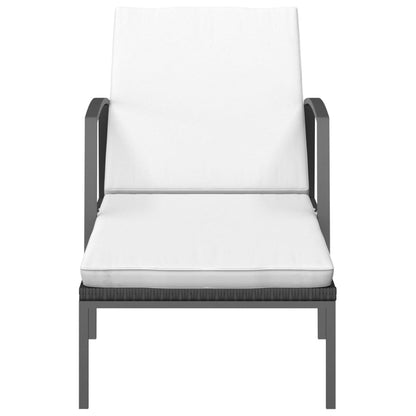 Lettino Prendisole da Giardino con Cuscino in Polyrattan Nero