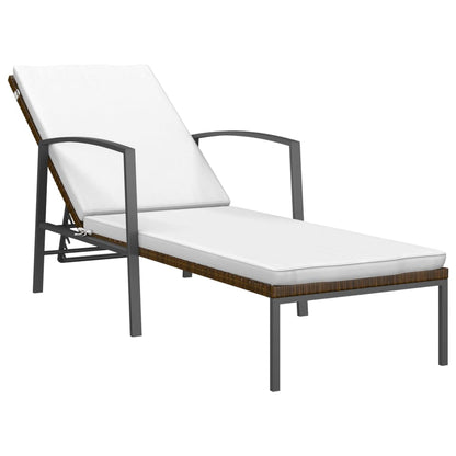 2 pcs Sun Loungers with Brown Polyrattan Table