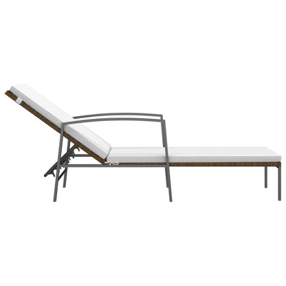 2 pcs Sun Loungers with Brown Polyrattan Table