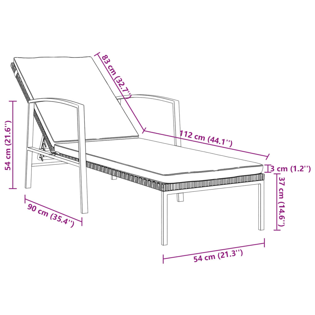 2 pcs Sun Loungers with Brown Polyrattan Table