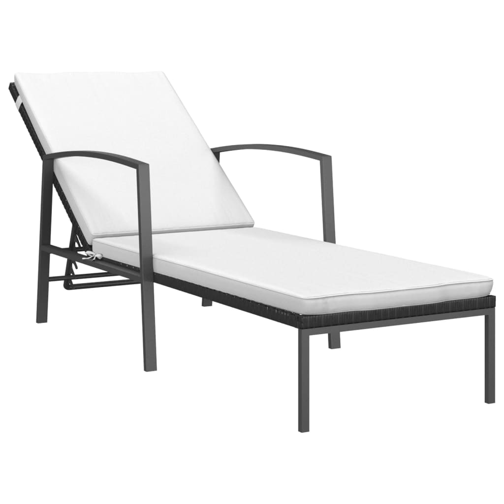Lettini Prendisole 2 pz con Tavolo in Polyrattan Neri - homemem39