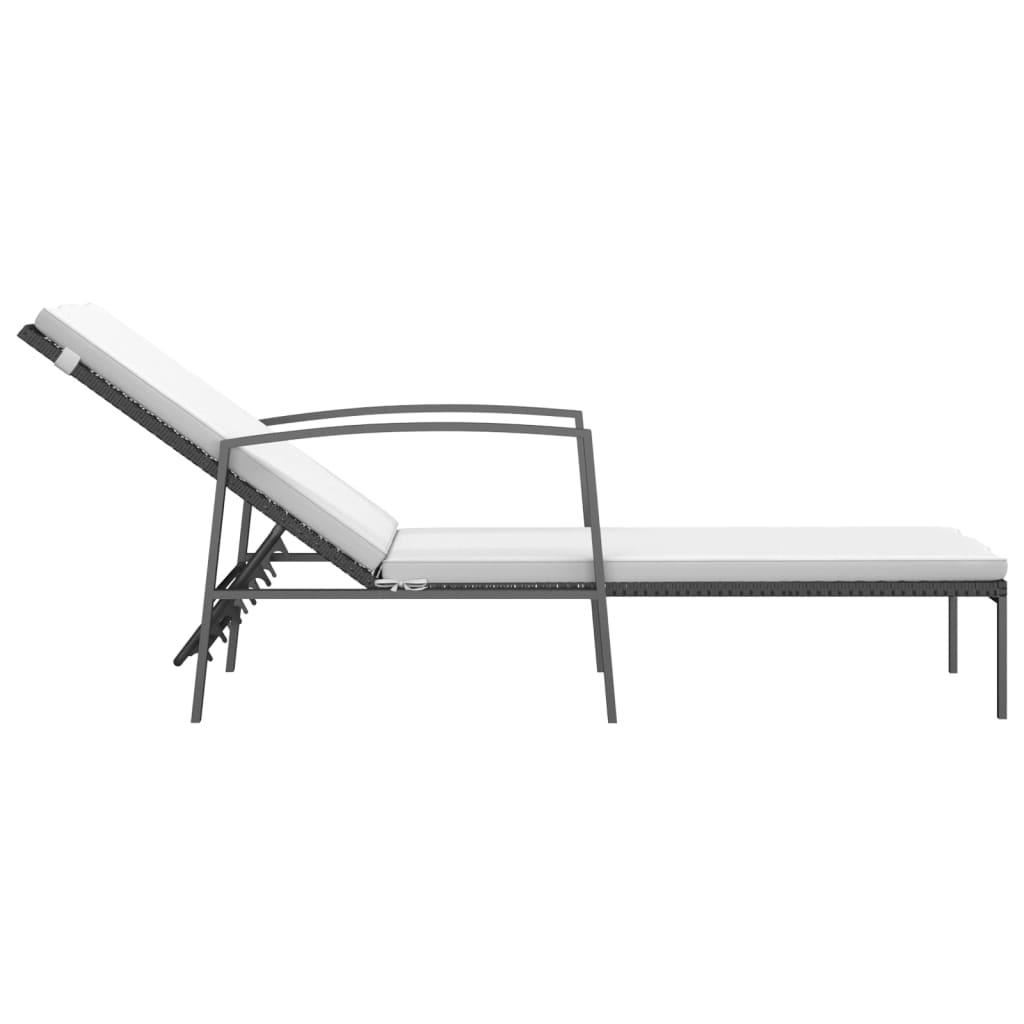 Lettini Prendisole 2 pz con Tavolo in Polyrattan Neri - homemem39