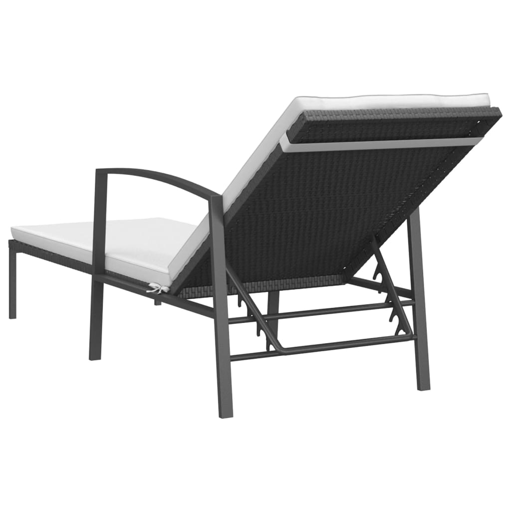 Lettini Prendisole 2 pz con Tavolo in Polyrattan Neri - homemem39