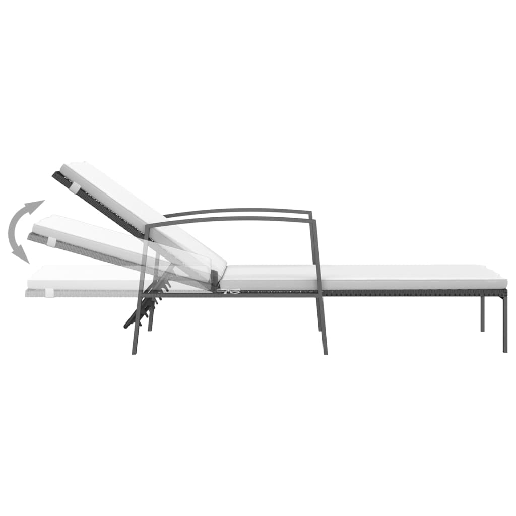 Lettini Prendisole 2 pz con Tavolo in Polyrattan Neri - homemem39