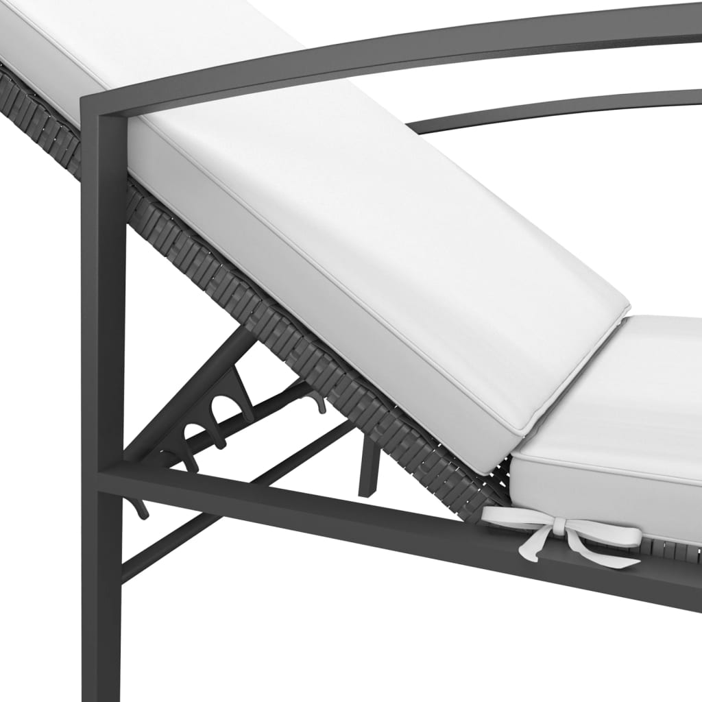 Lettini Prendisole 2 pz con Tavolo in Polyrattan Neri - homemem39