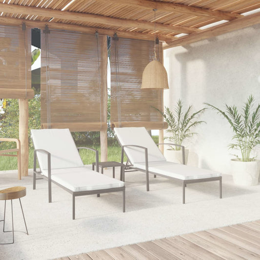 Lettini Prendisole 2 pz con Tavolo in Polyrattan Neri - homemem39