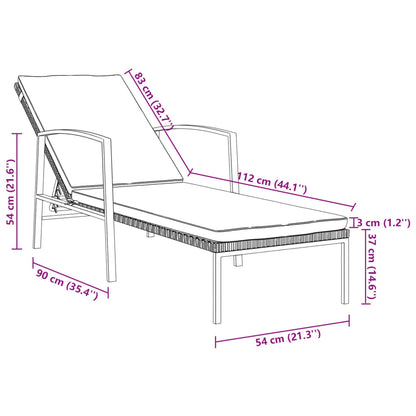2 pcs Sun Loungers with Gray Polyrattan Table