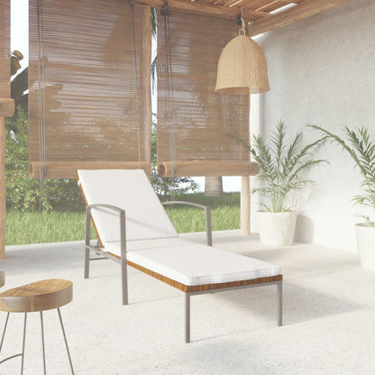 Lettino Prendisole da Giardino con Cuscino Polyrattan Marrone - homemem39